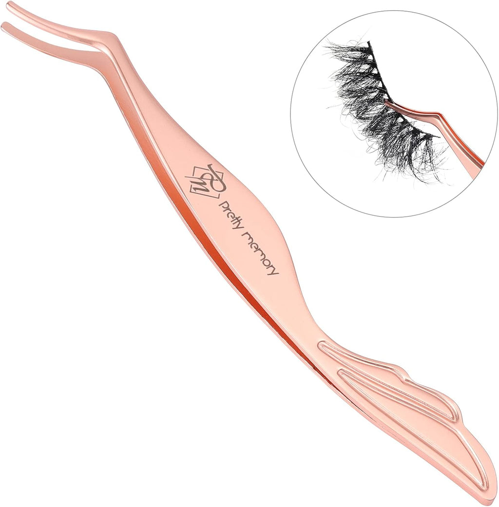 Rose Gold Curved Eyelash Tweezers – Applicator