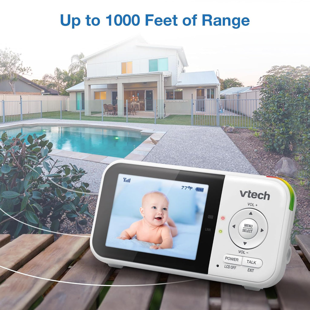 VM819 Baby Monitor with Camera and Audio, 2.8” Screen Portable Baby Camera, Night Vision, 2-Way Audio, Temperature Sensor and Lullabies, Secure Transmission No Wifi, Ideal for Baby/Elderly/Pet