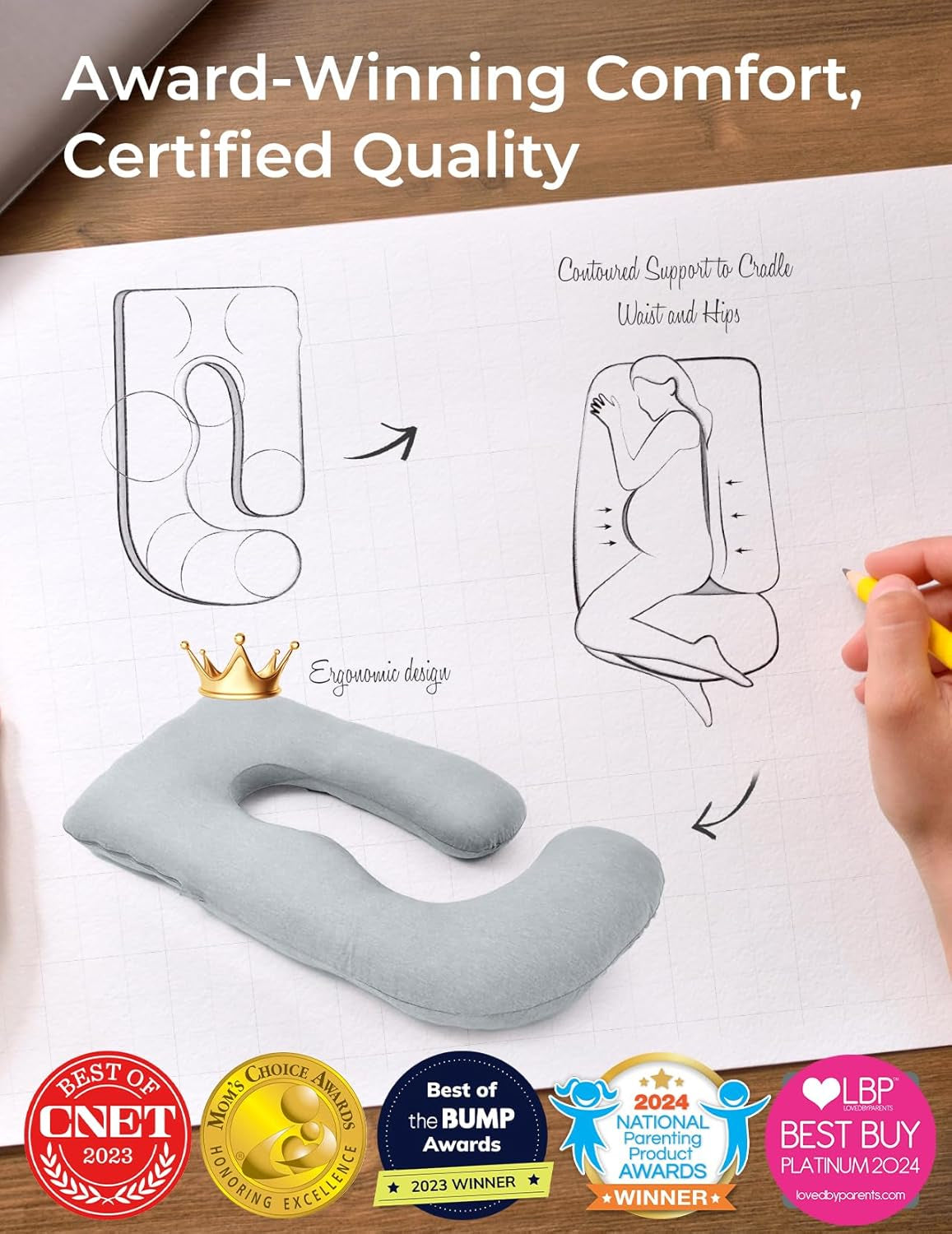 Pregnancy Pillows with Cooling Cover, U-Shaped Full Body Maternity Pillow for Side Sleepers 57 Inch - Support for Back, Hip, Belly, Legs for Pregnant Women