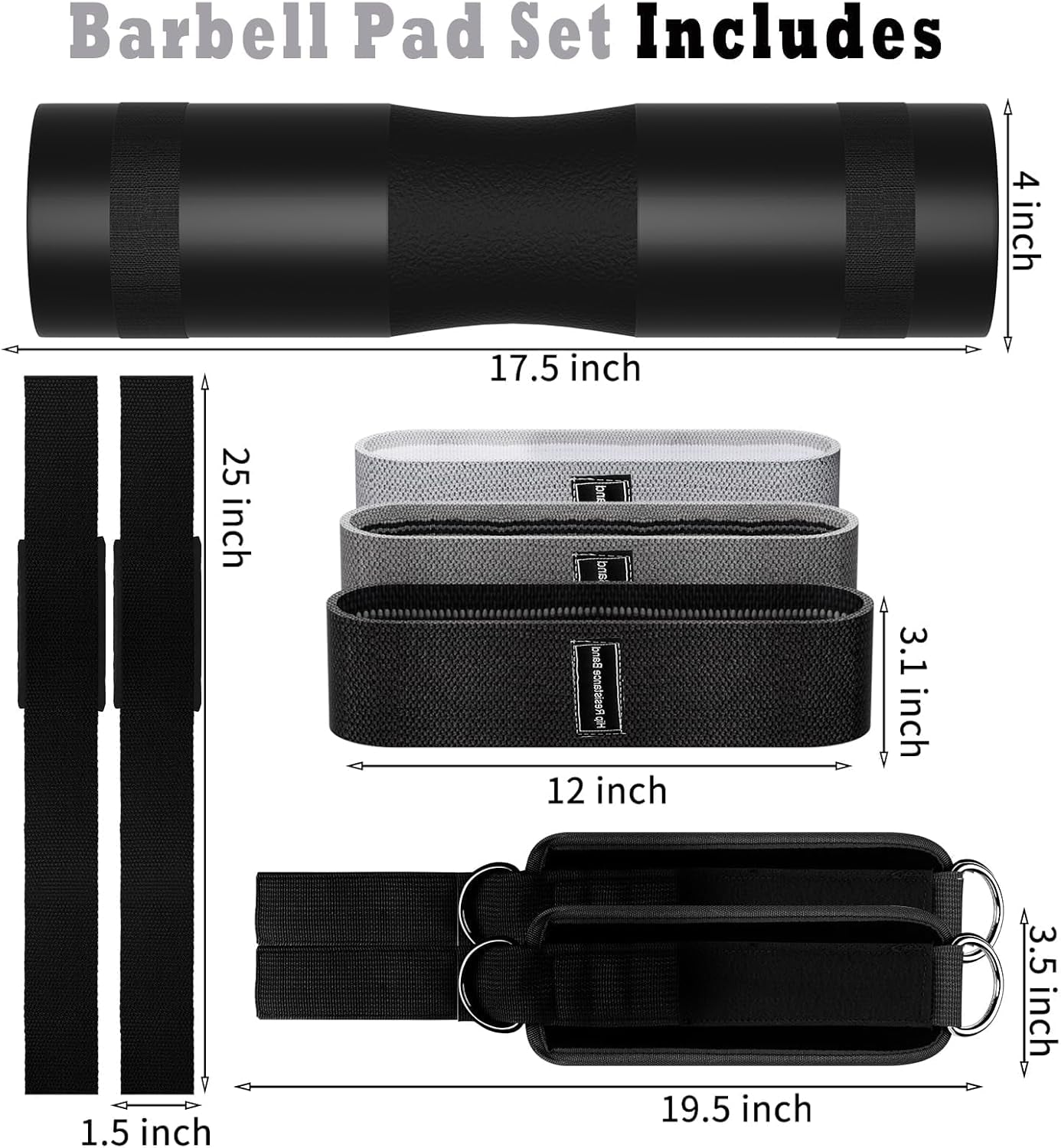 Barbell Pad & Hip Thrust Workout Set, 10 PCS