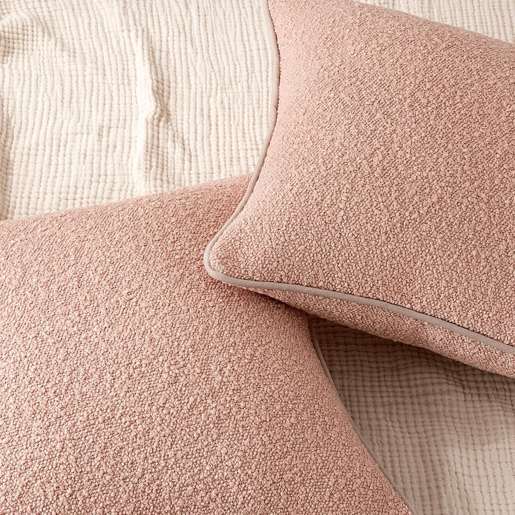 2-Pack Pink Boucle Throw Pillow Covers 22×22