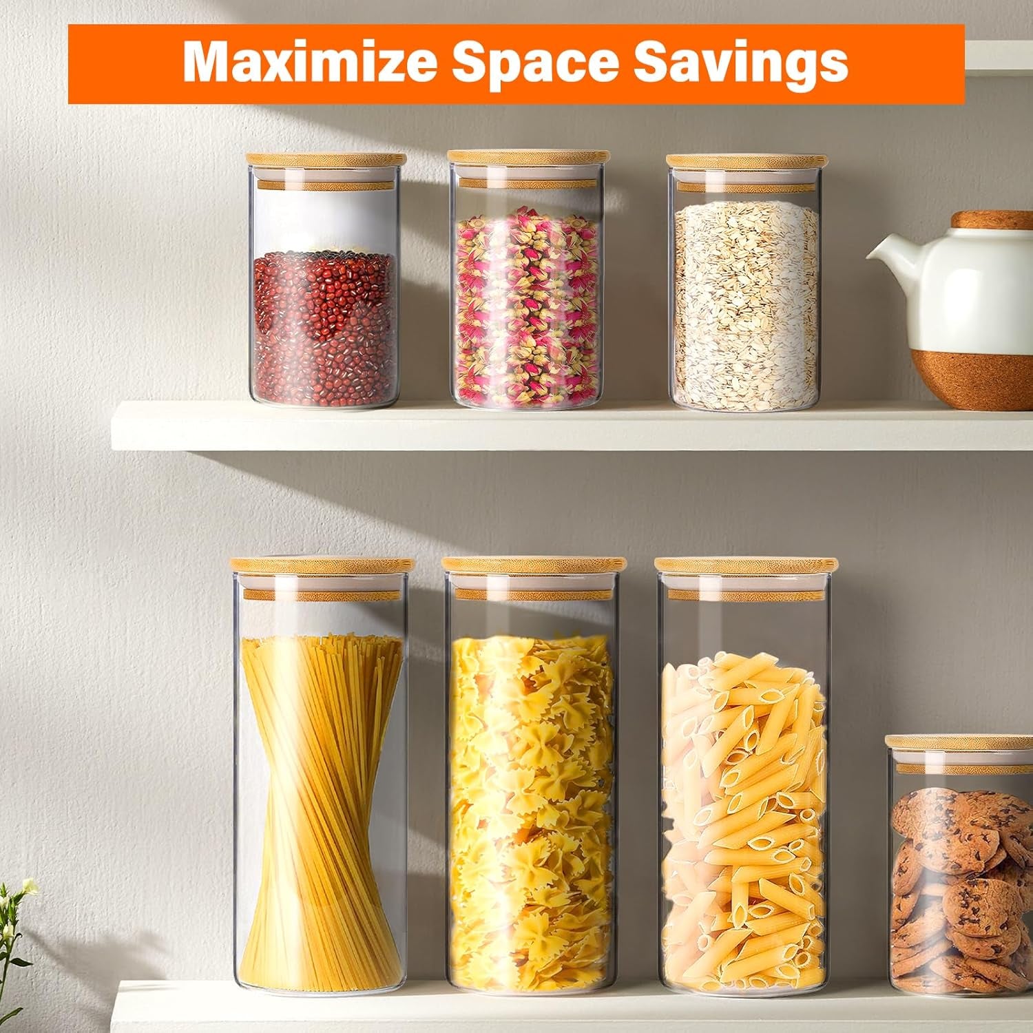 12-Piece Glass Jars with Bamboo Lids