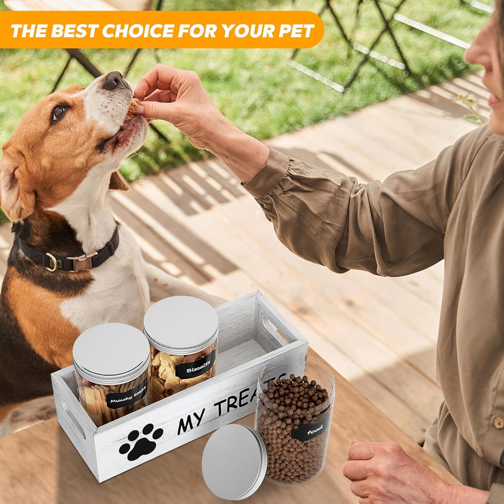 Dog Treat Storage with 3 Airtight Jars