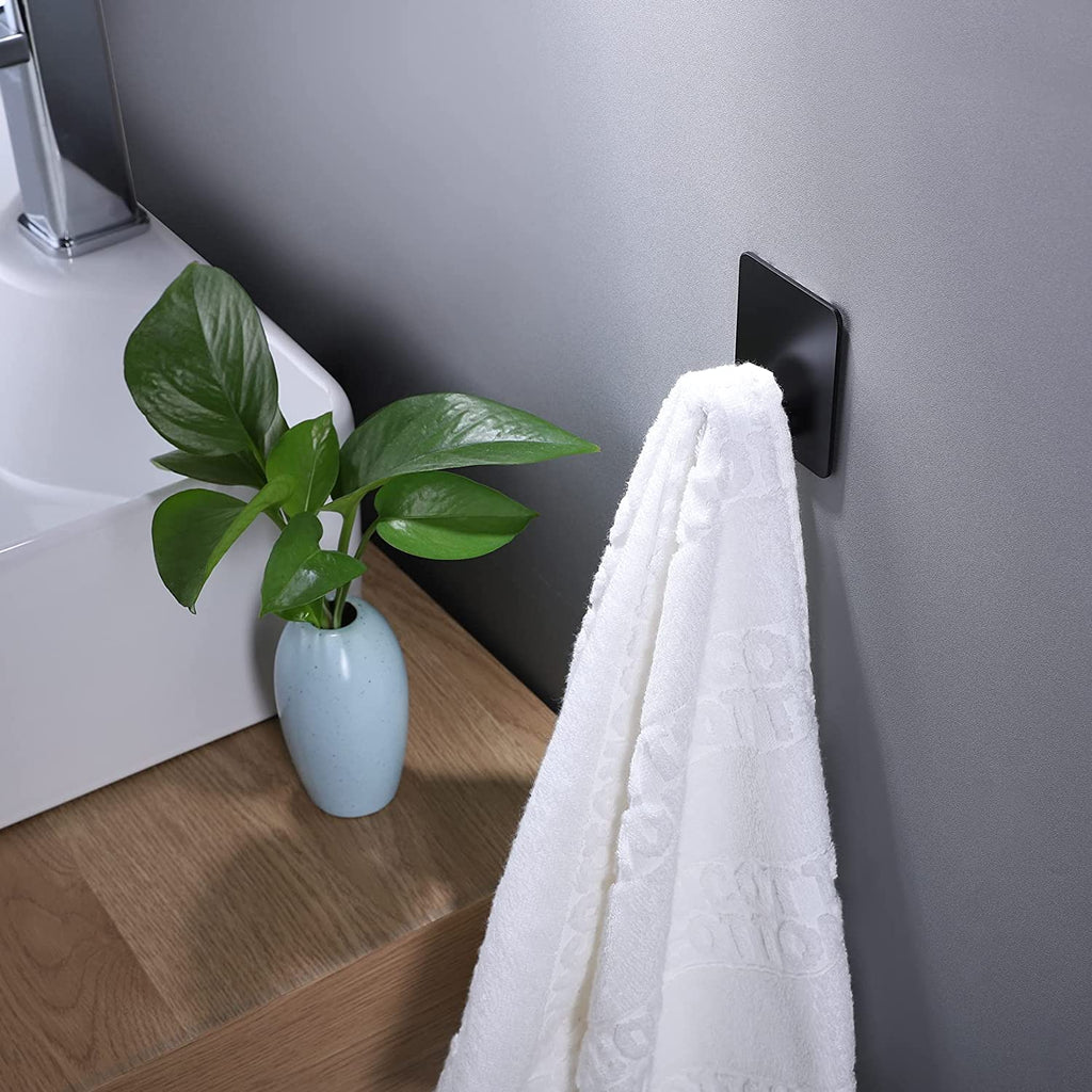 4-Pack Adhesive Wall Hooks, Matte Black