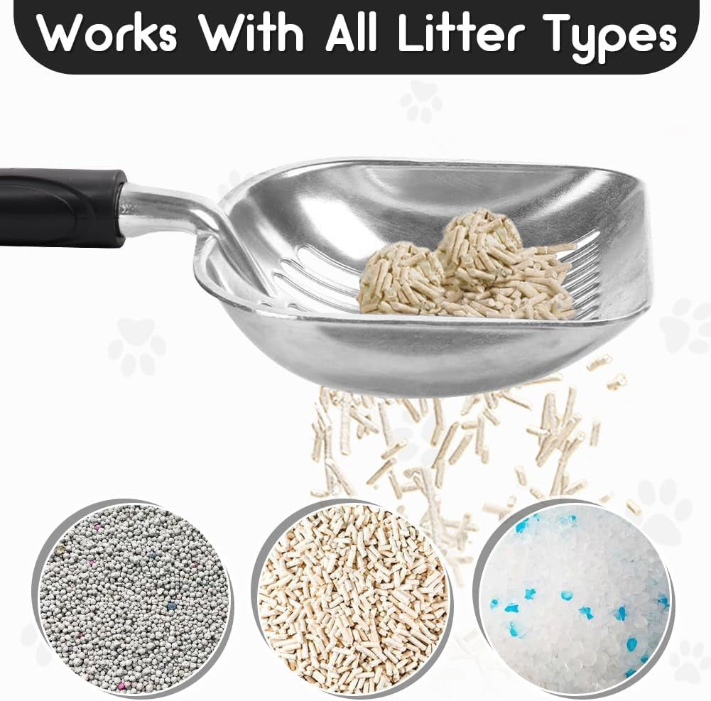 Heavy-Duty Metal Cat Litter Scoop with Handle