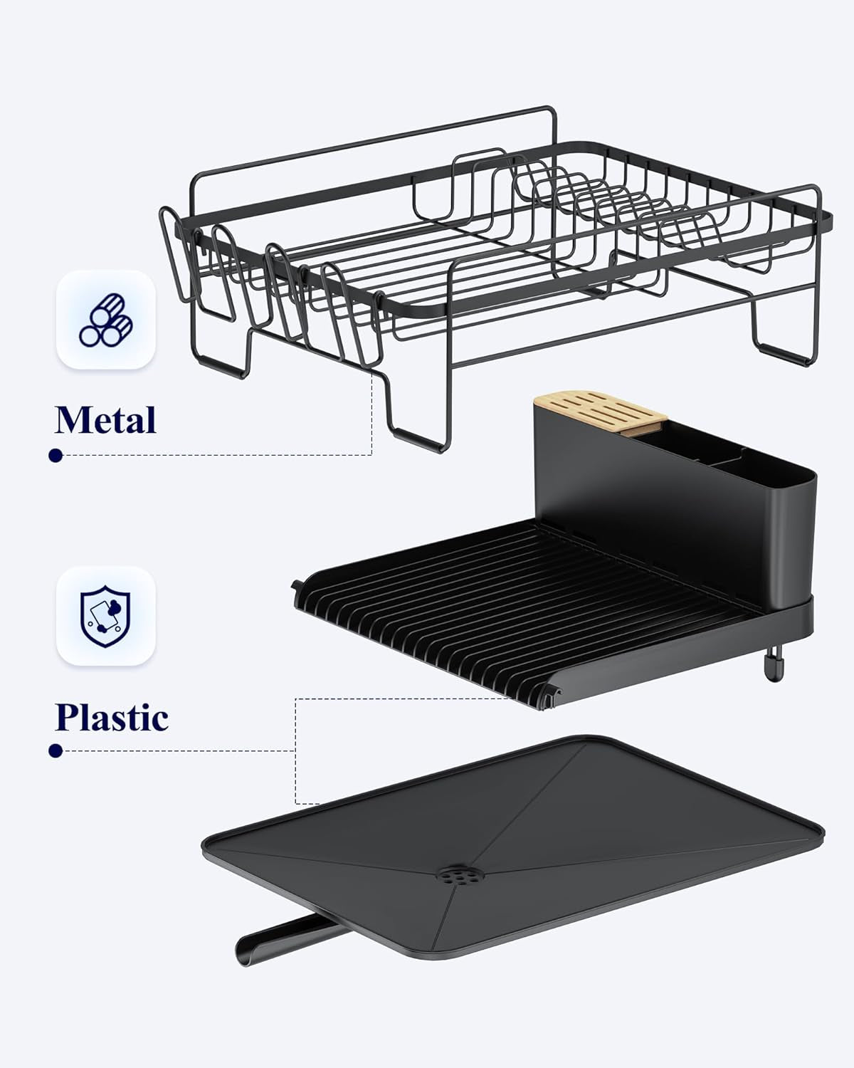 Large Extendable Dish Drying Rack (Black)