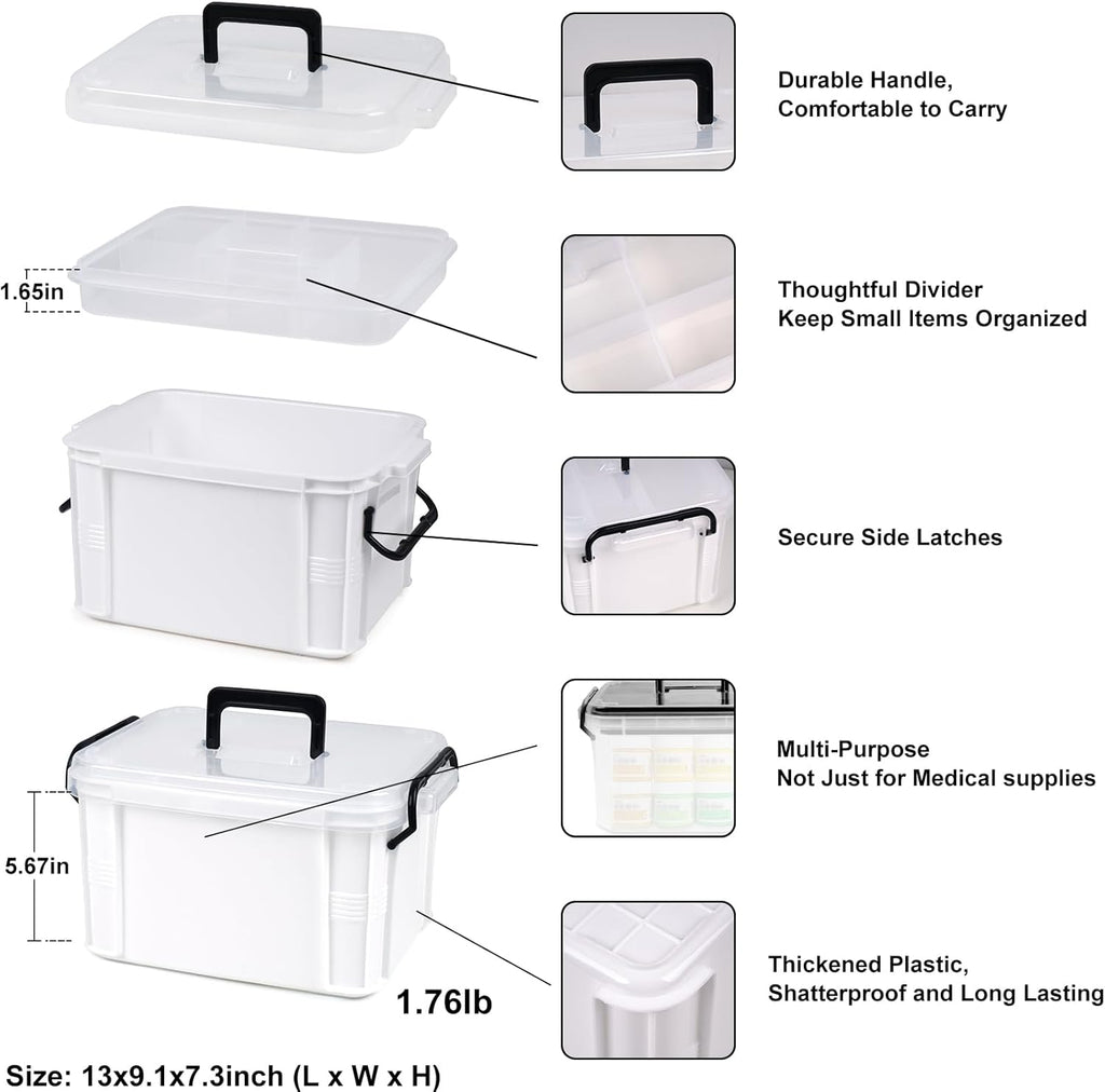 15Qt White Medicine Organizer Storage Box