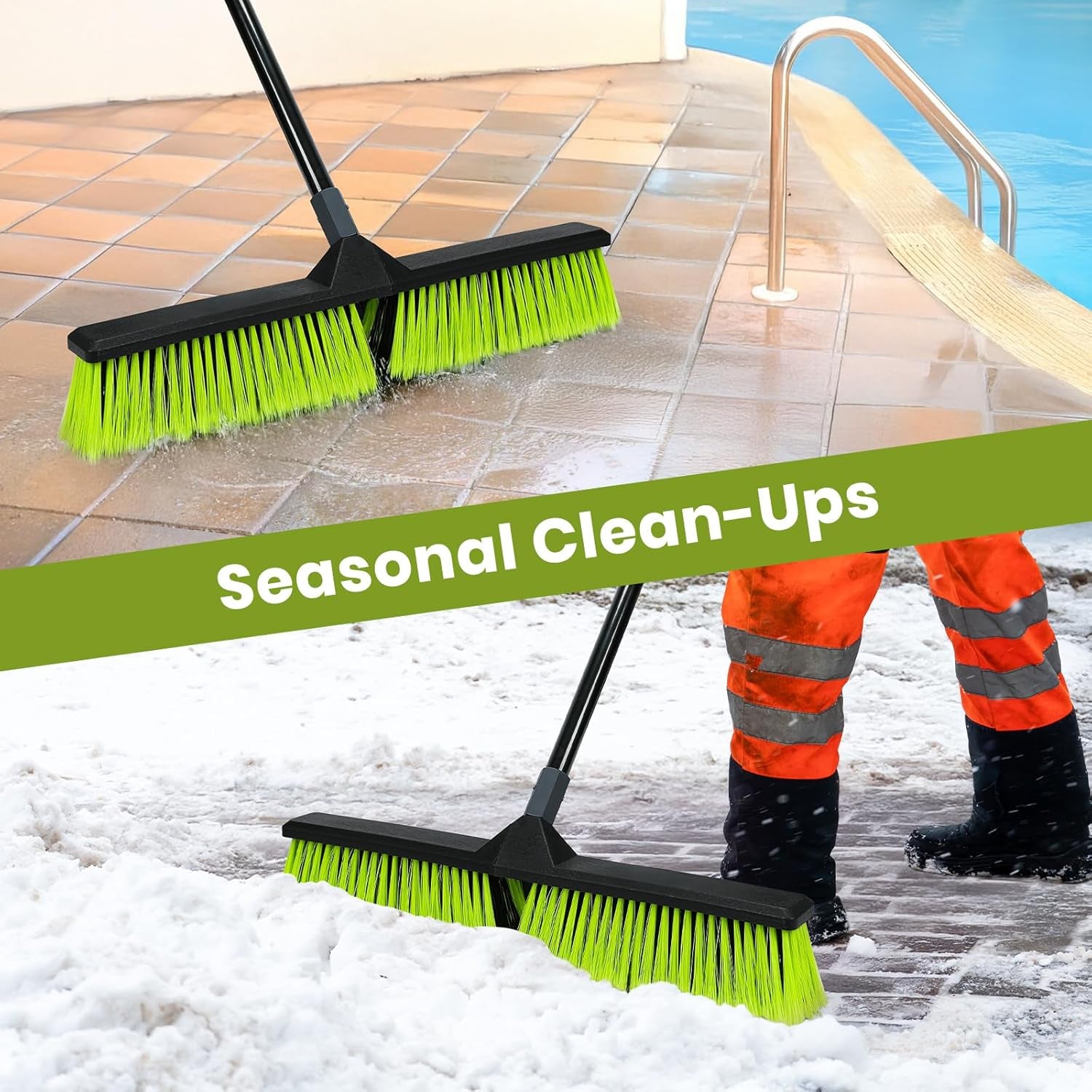 3-Pack 24" Push Broom with 63" Handle