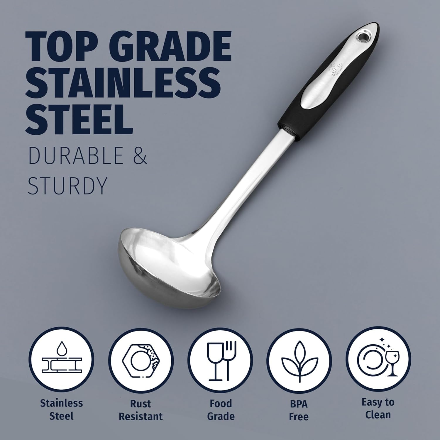 12" Stainless Steel Soup Ladle with Silicone Handle