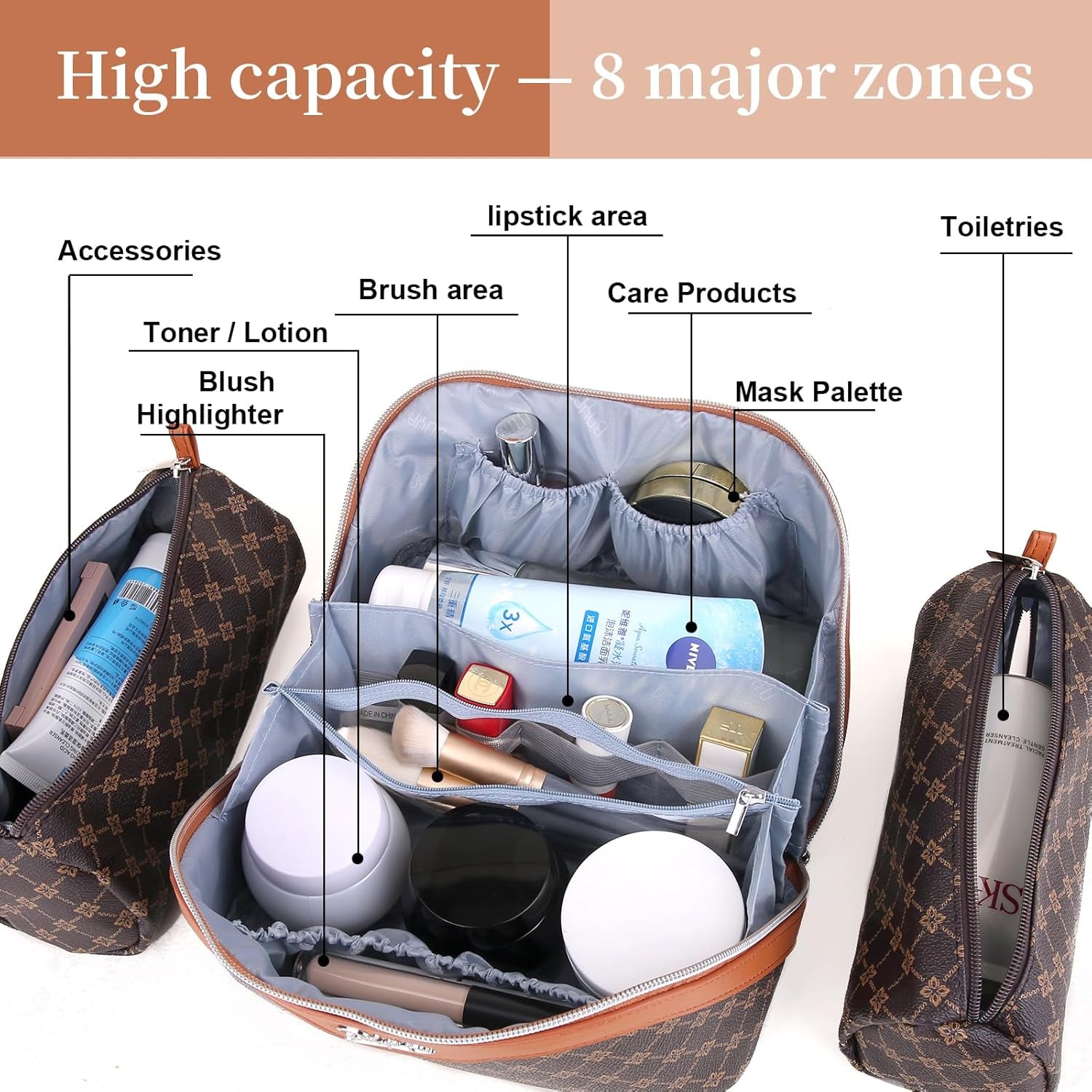3-Pcs Travel Makeup Bag Set