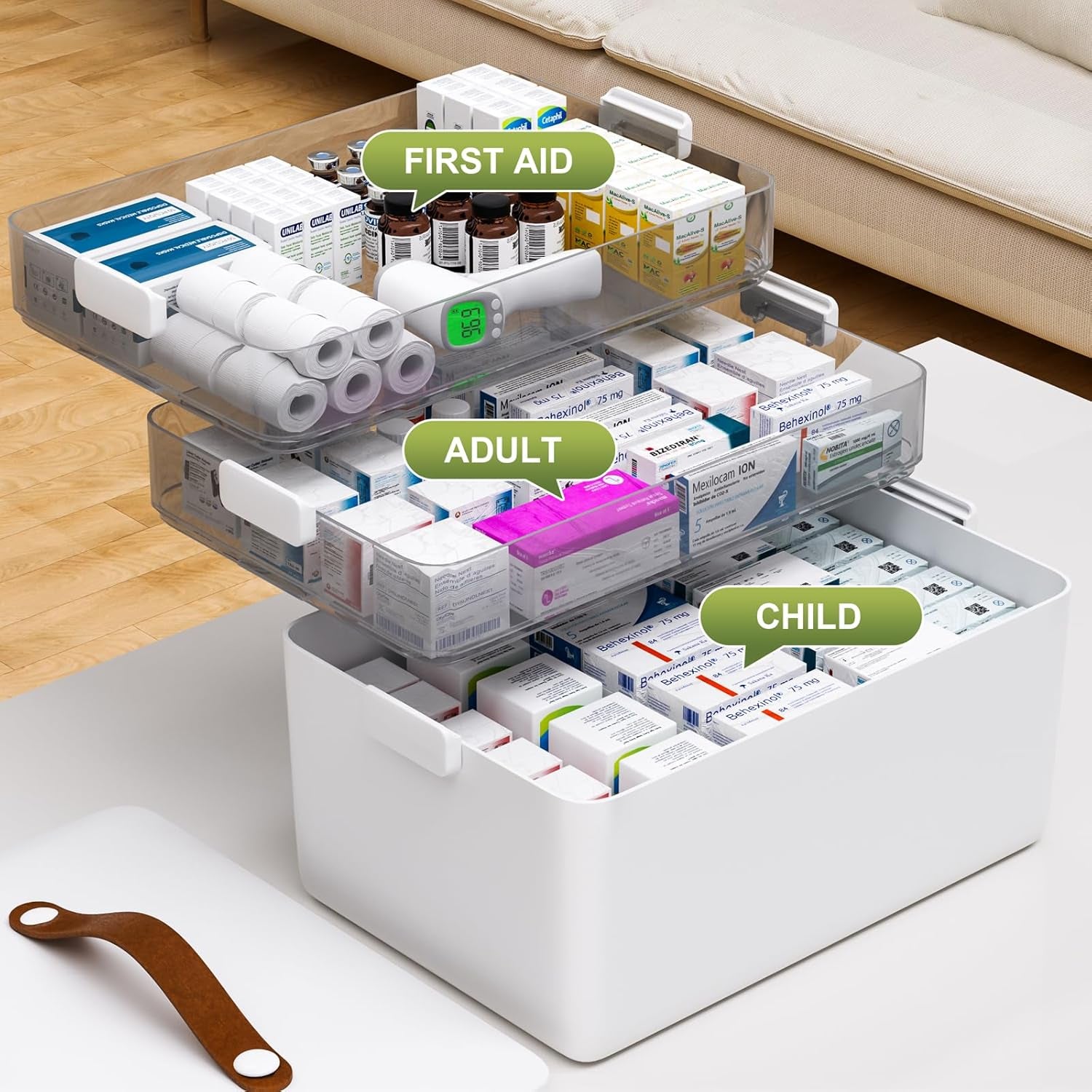 3-Tier Portable Medicine Storage Box Cabinet