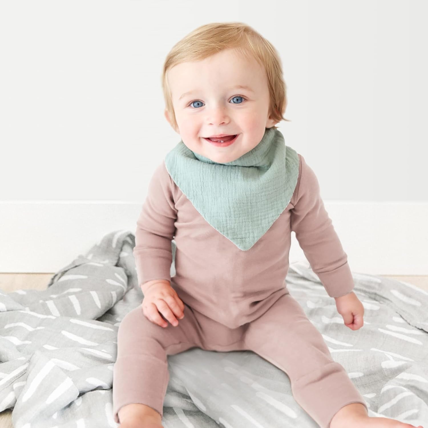 Muslin Baby Bibs 10 Pack Baby Bandana Drool Bibs 100% Cotton for Unisex Boys and Girls, Soft Absorbent Set for Teething and Drooling