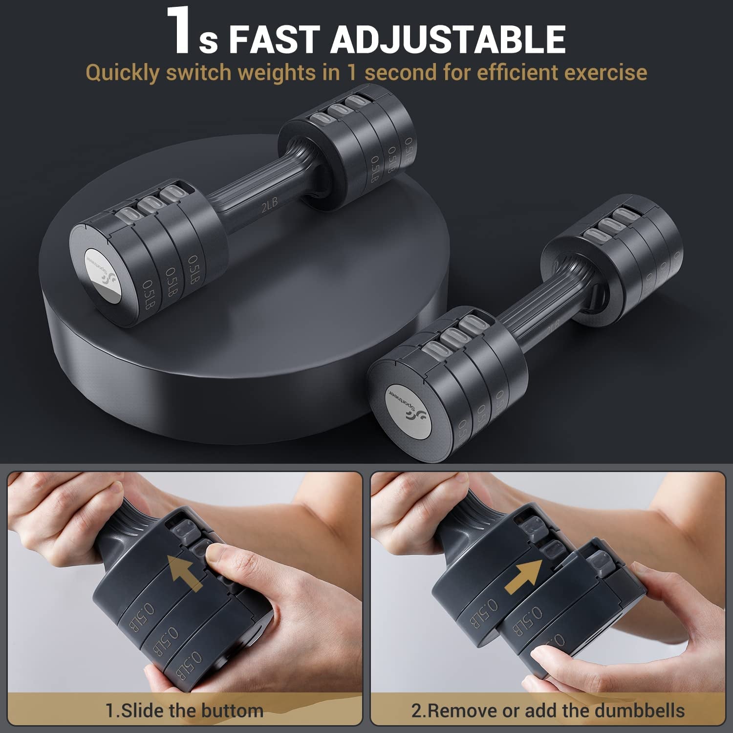 Adjustable Dumbbells Set – 4-in-1 Weights