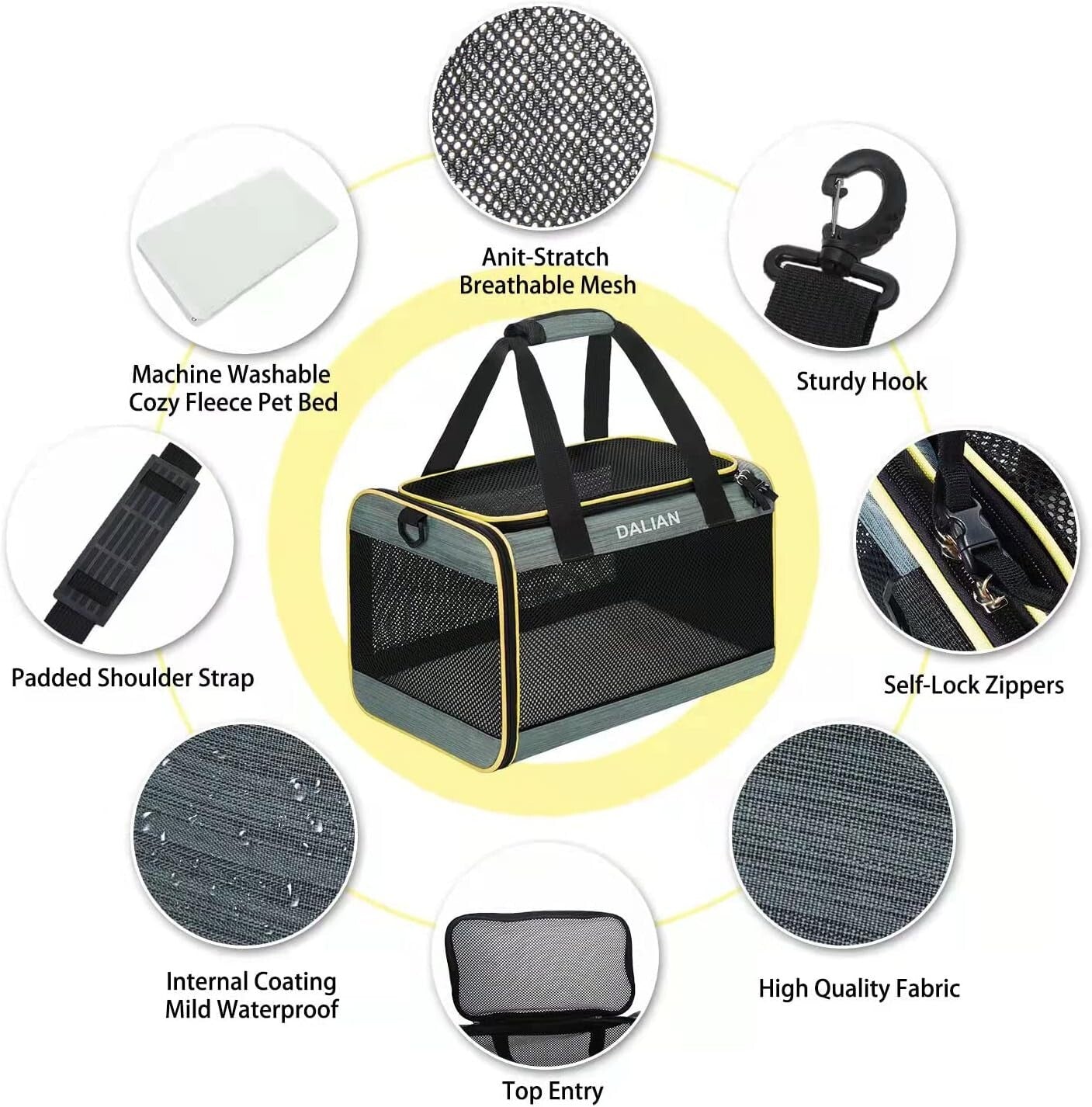 Large Size Soft-Sided Mesh Travel Pet Carrier Airline Approved up to 25 Pounds