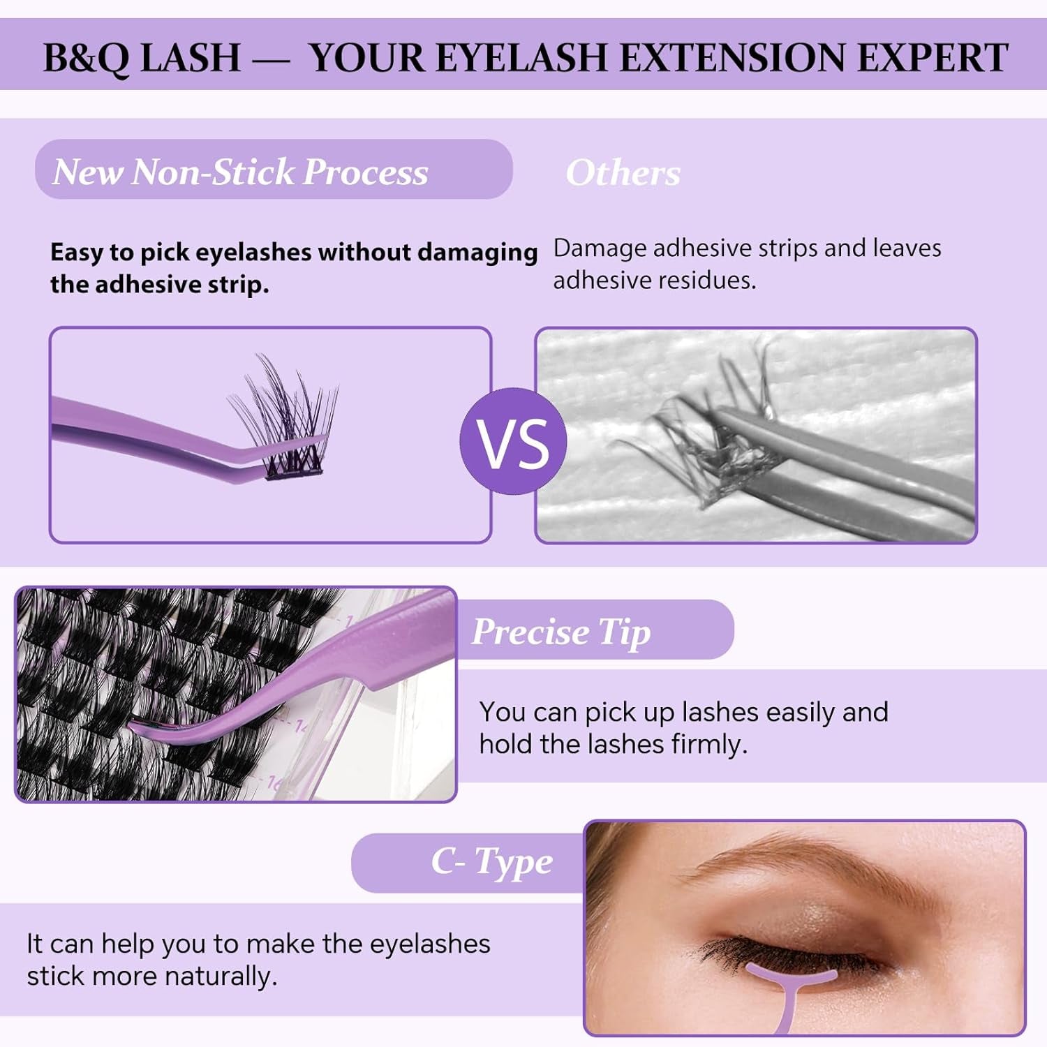 3PCS Eyelash Applicator Tool Kit – Purple