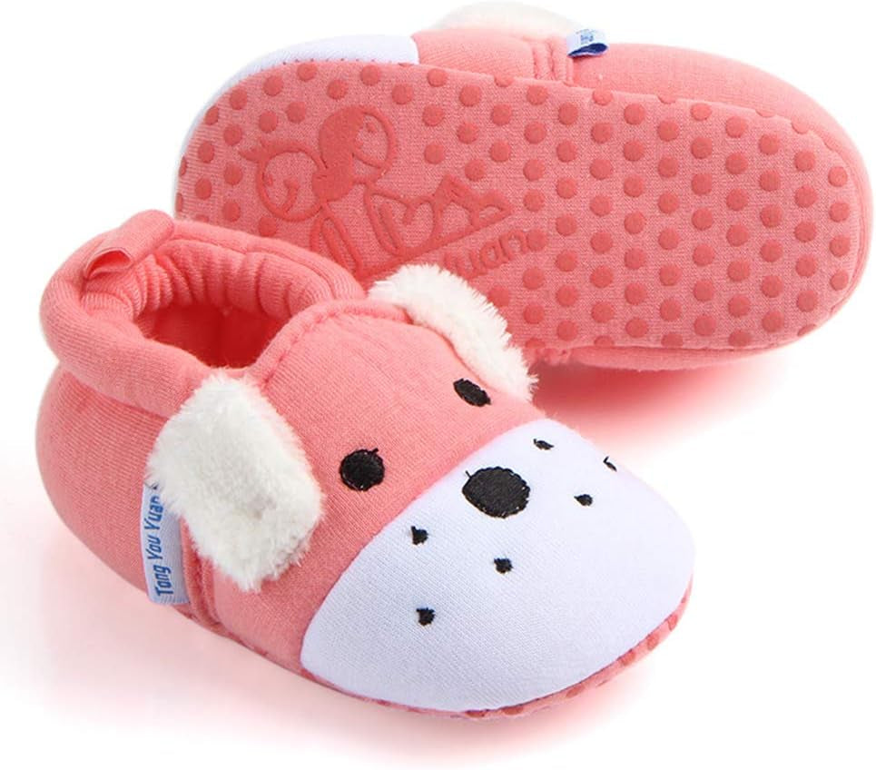 Newborn Infant Baby Boys Girls Cute Cartoon Slipper Soft Non Skid Sole Slip on House Animal Indoor Sock Shoes Crib Moccasins for New Walkers