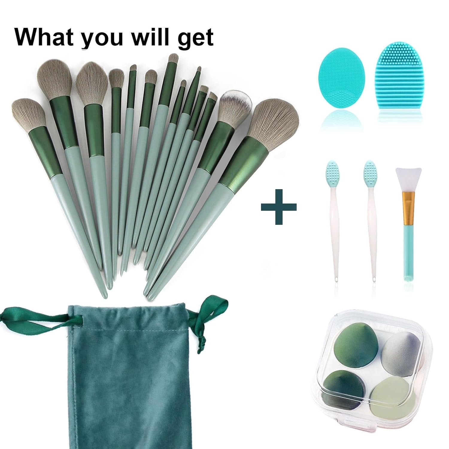 22PCS Makeup Brush Set – Green
