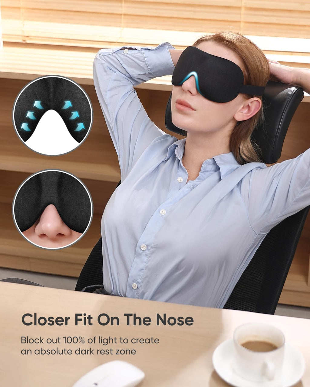 3-Pack 3D Blackout Sleep Masks for Side Sleepers
