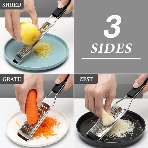 3-Piece Lemon Zester & Grater Set (Black)