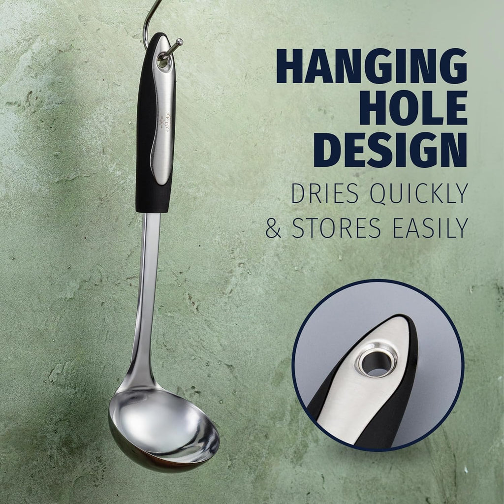 12" Stainless Steel Soup Ladle with Silicone Handle