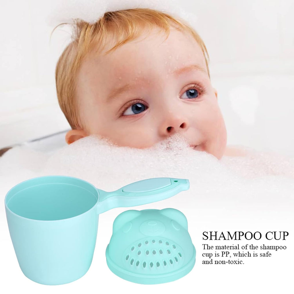 Detachable Tear-Free Waterfall Baby Rinse Cup, Shampoo Flusher for Hair Bathing (Green)