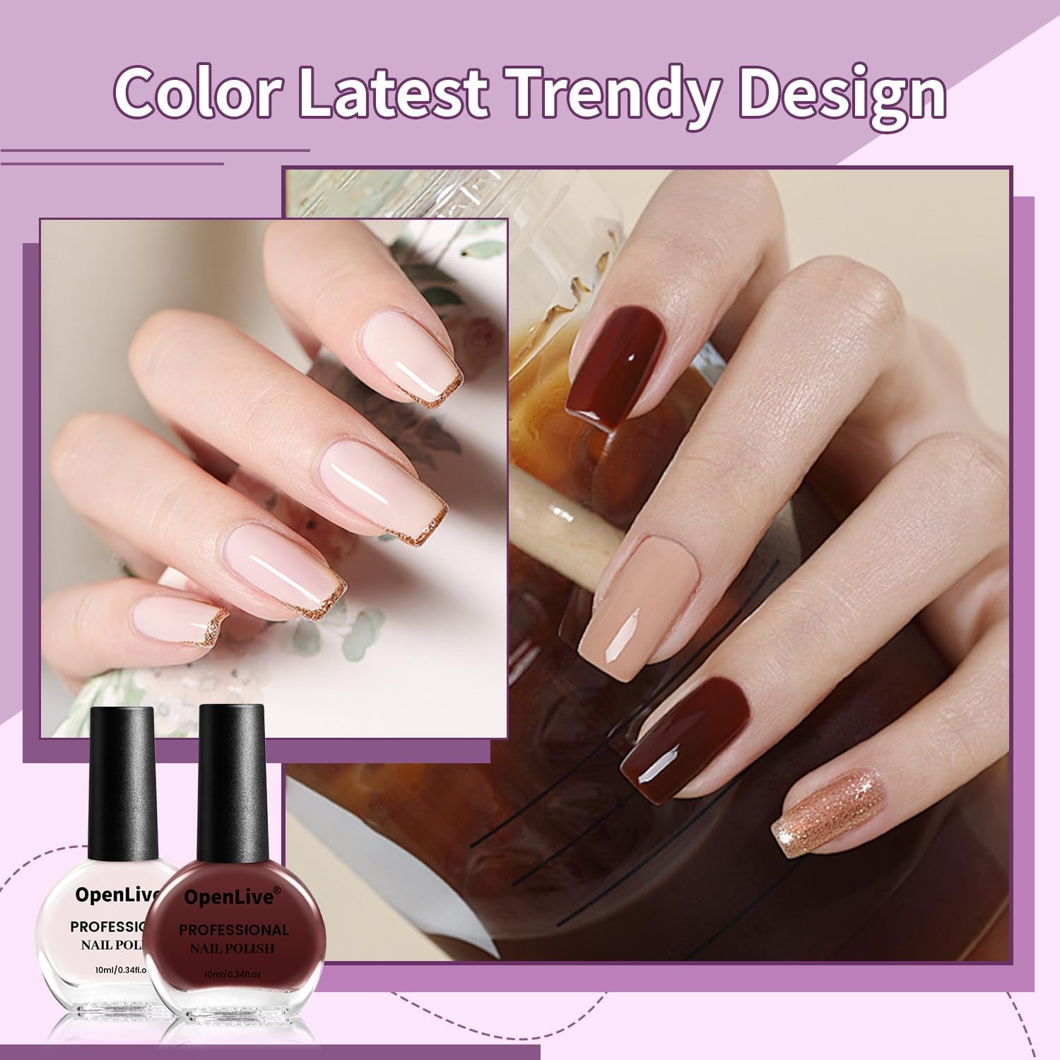 10ml Nude Pink Nail Polish Set – 6 Colors
