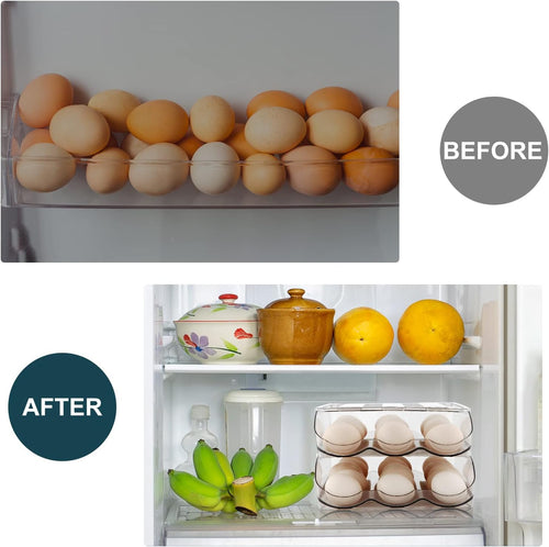 2-Layer Automatic Rolling Egg Holder for Fridge