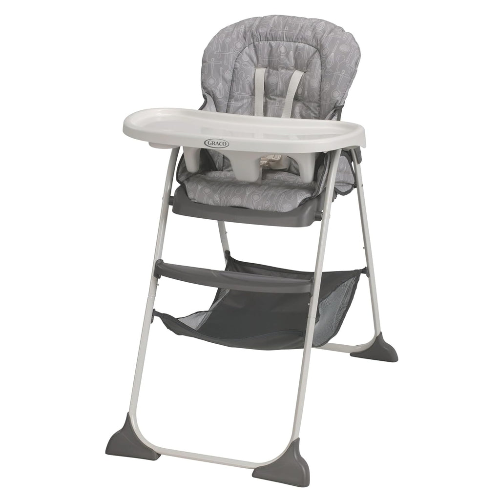 Slim Snacker High Chair, Ultra Slim, Fast-Folding, Multiple Recline Positions, Comfortable Feeding, Whisk