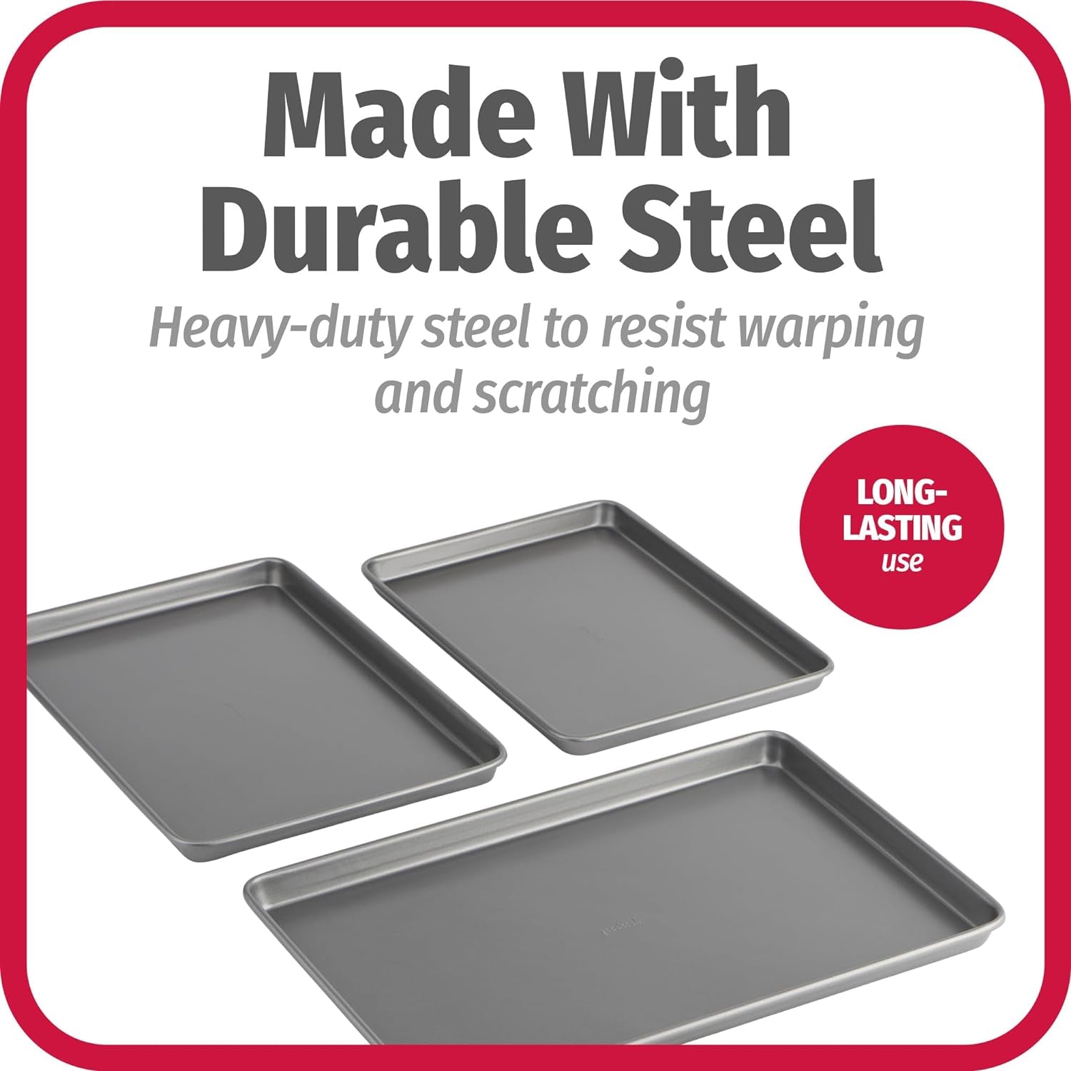 3-Piece Nonstick Carbon Steel Baking Sheet Set