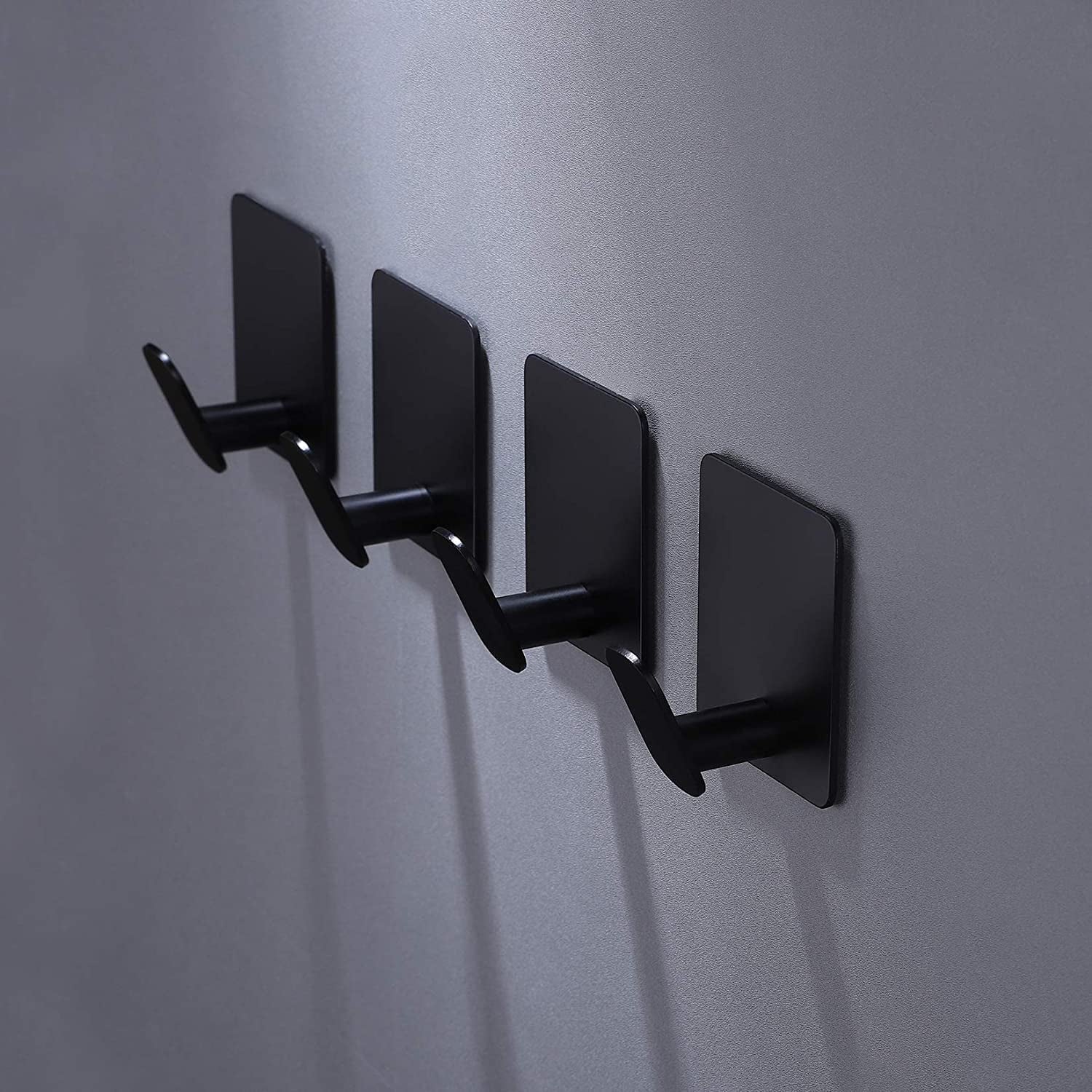 4-Pack Adhesive Wall Hooks, Matte Black