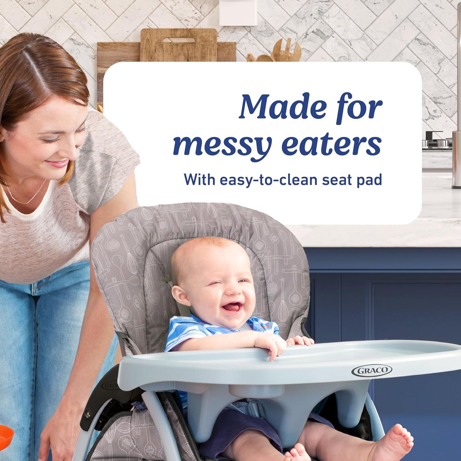Slim Snacker High Chair, Ultra Slim, Fast-Folding, Multiple Recline Positions, Comfortable Feeding, Whisk