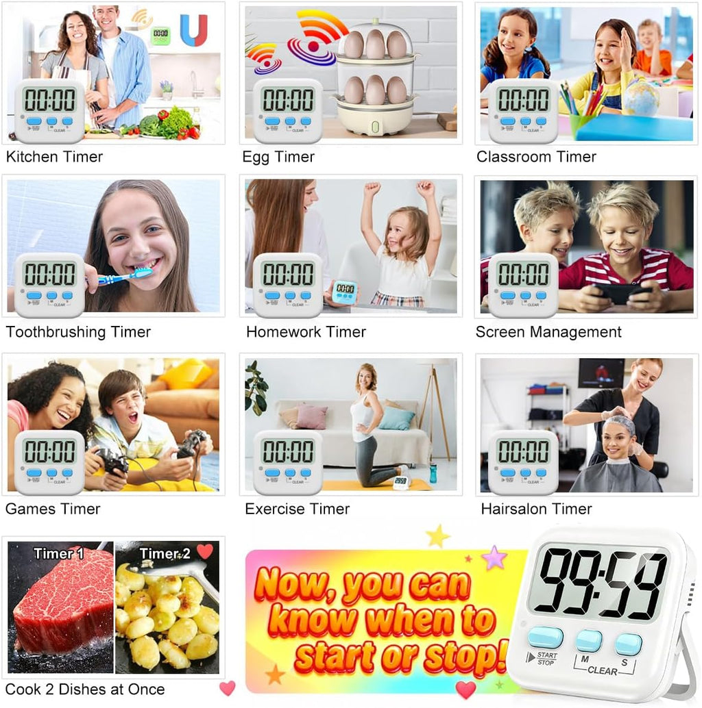 2-Pack Digital Kitchen Timer – Magnetic
