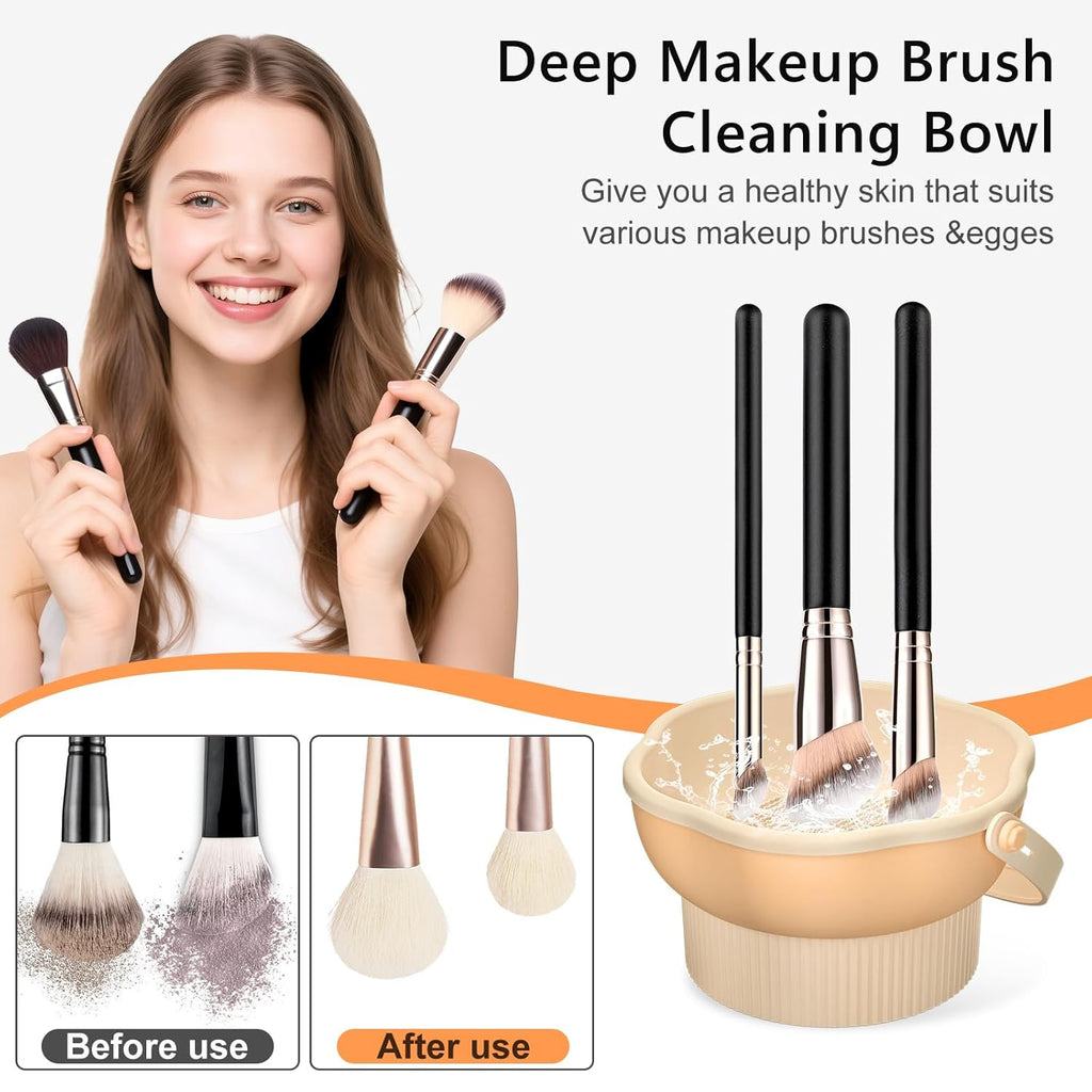 3-in-1 Makeup Brush Cleaner Mat & Bowl