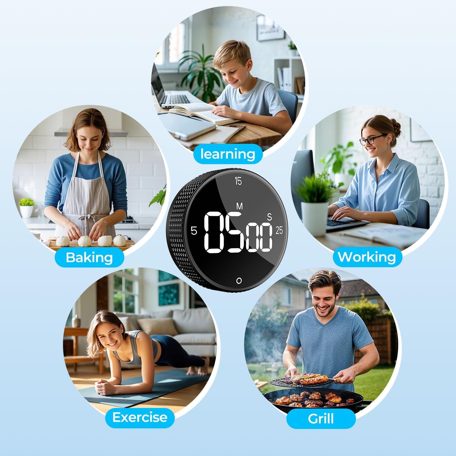 USB Rechargeable Magnetic Kitchen Timer
