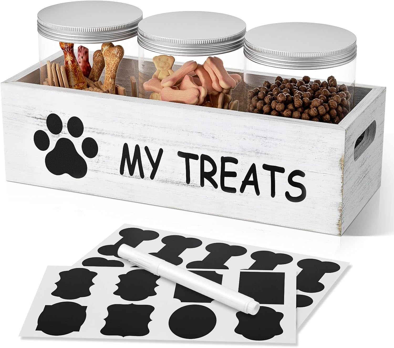 Dog Treat Storage with 3 Airtight Jars