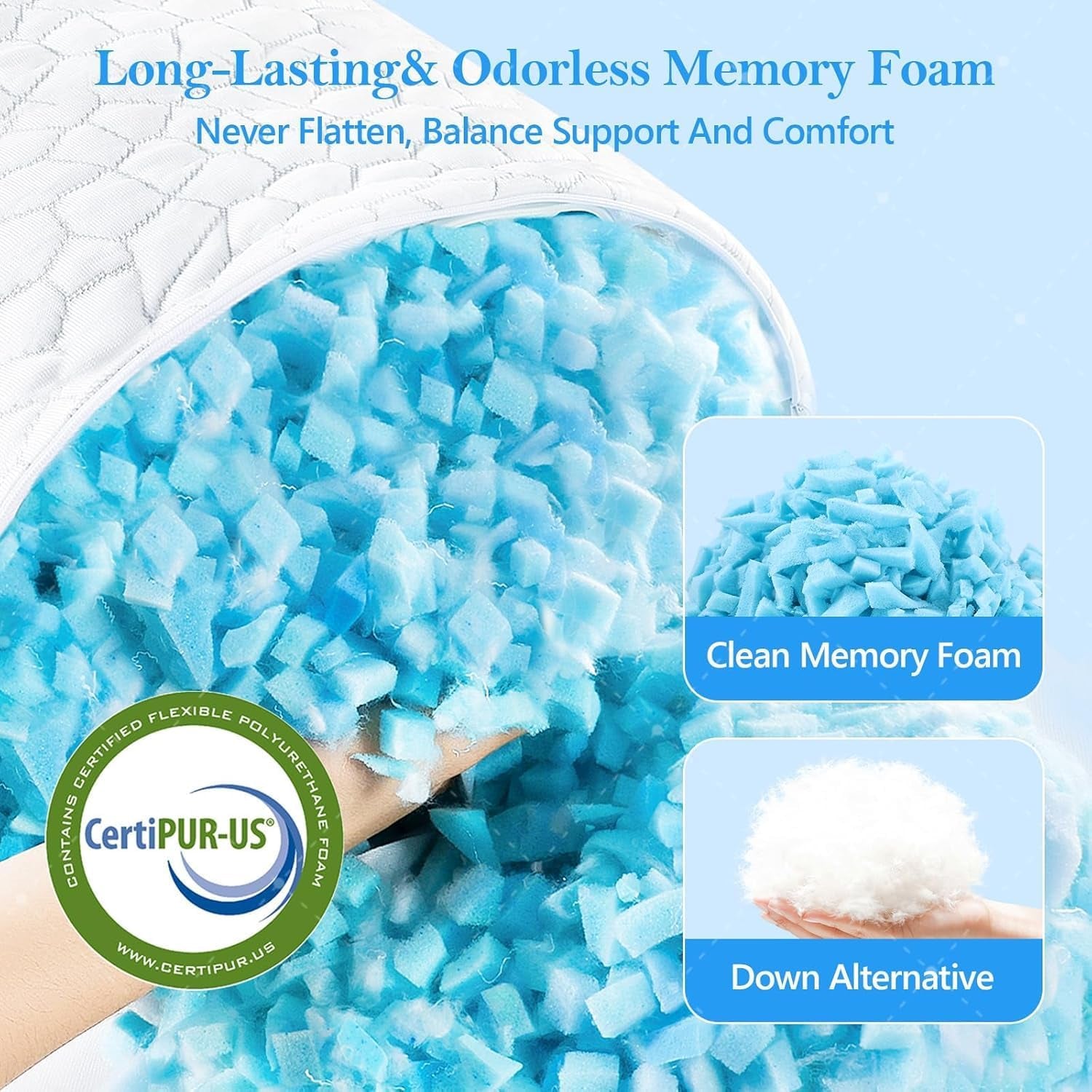 Cooling Memory Foam Pillows – Queen Set of 2