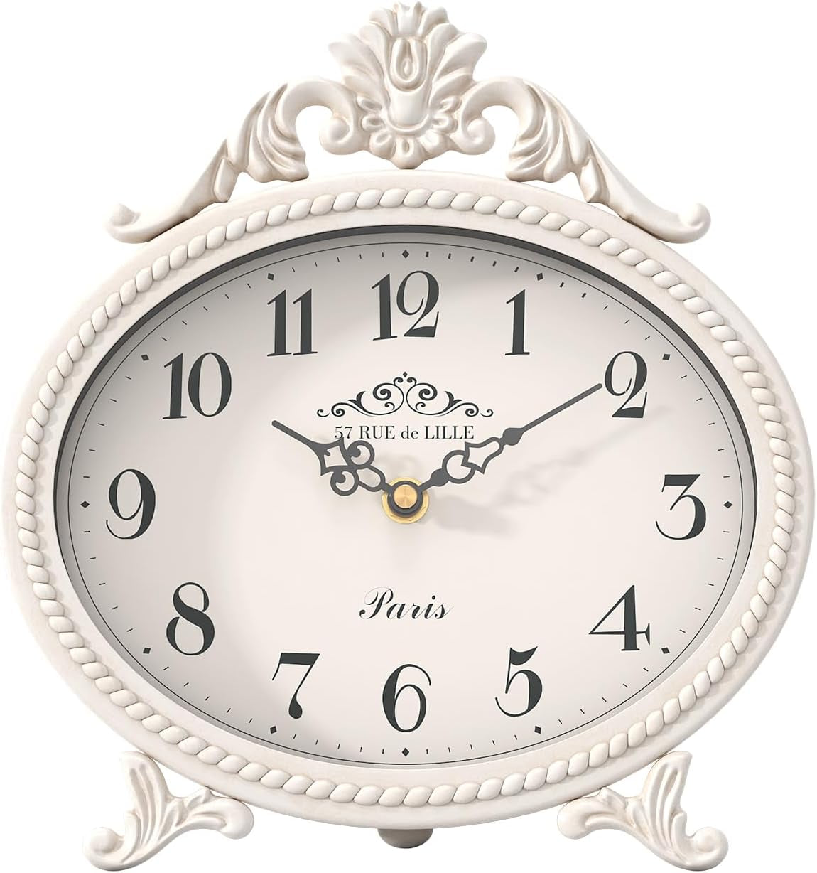 Vintage French-Style Table Clock – Antique White