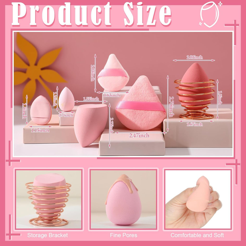 17PCS Makeup Sponge & Puff Set – Pink