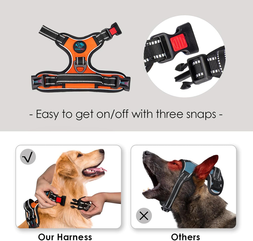 No-Pull Dog Harness – Medium, Orange