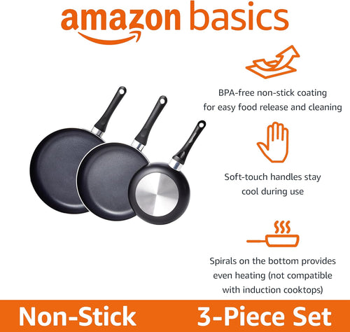 3-Piece Nonstick Kitchen Pan Set – Black