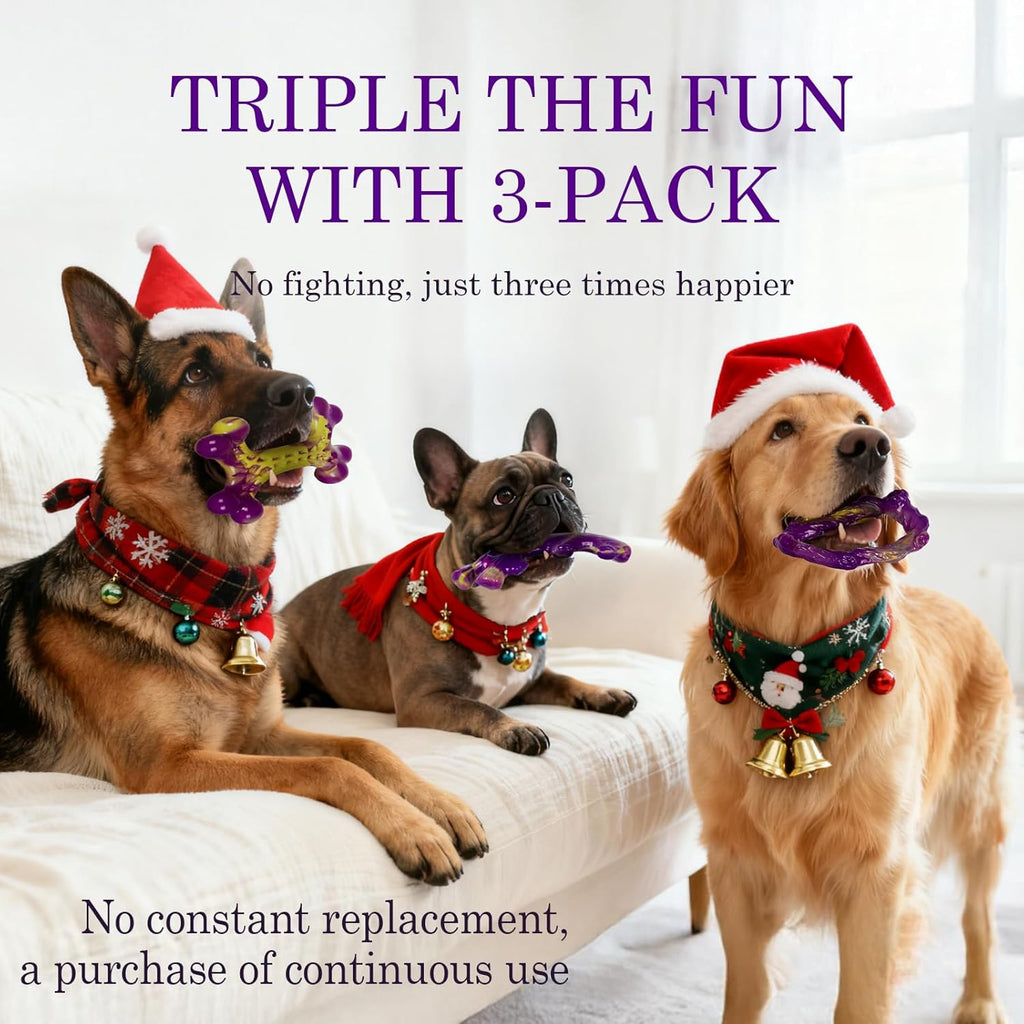 3-Pack Indestructible Dog Chew Toys – Bacon