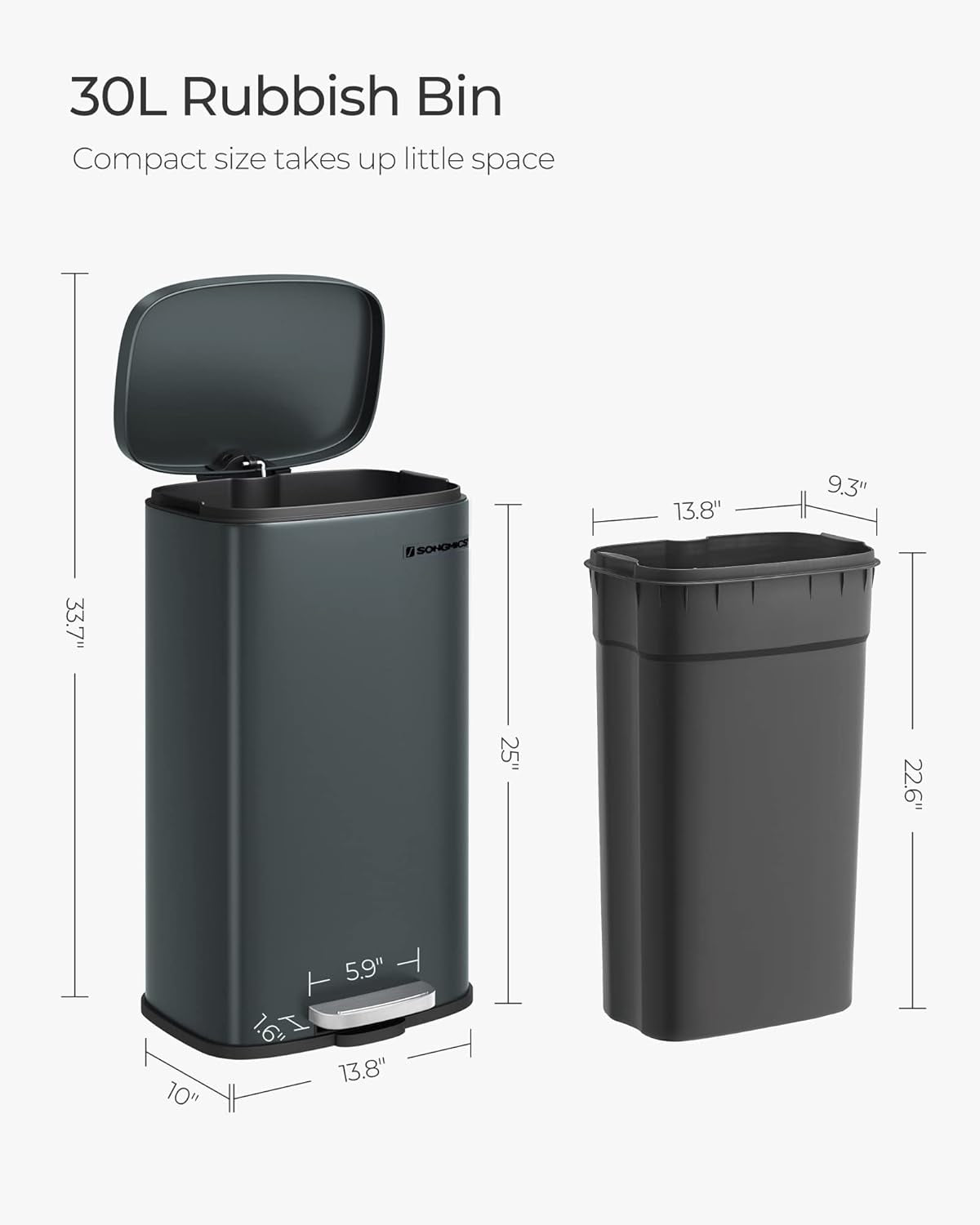 8-Gallon Stainless Steel Step Trash Can – Green