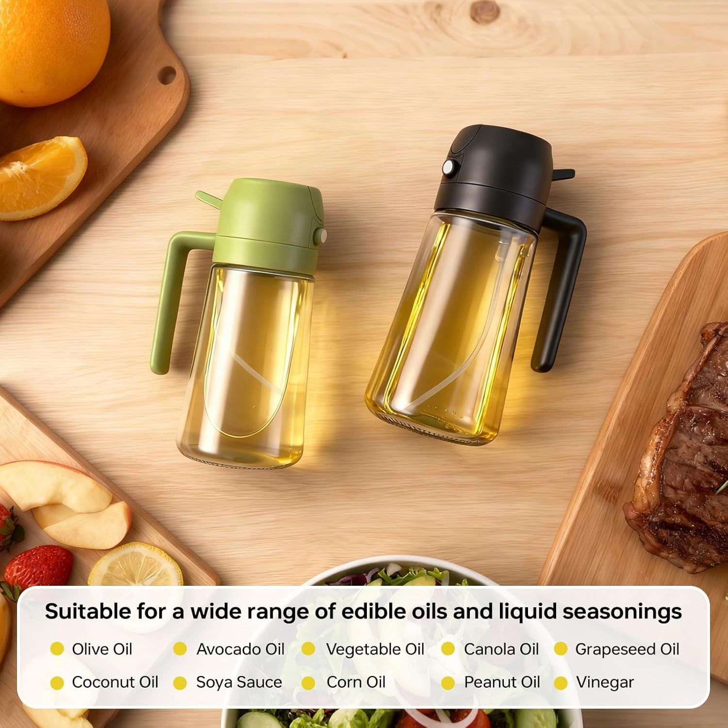 2-Pack Glass Oil Sprayer 16oz for Cooking