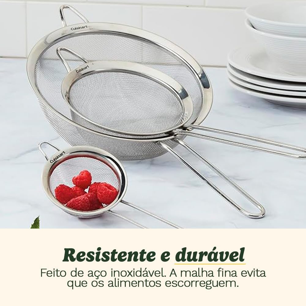 3-Piece Silver Mesh Strainer Set