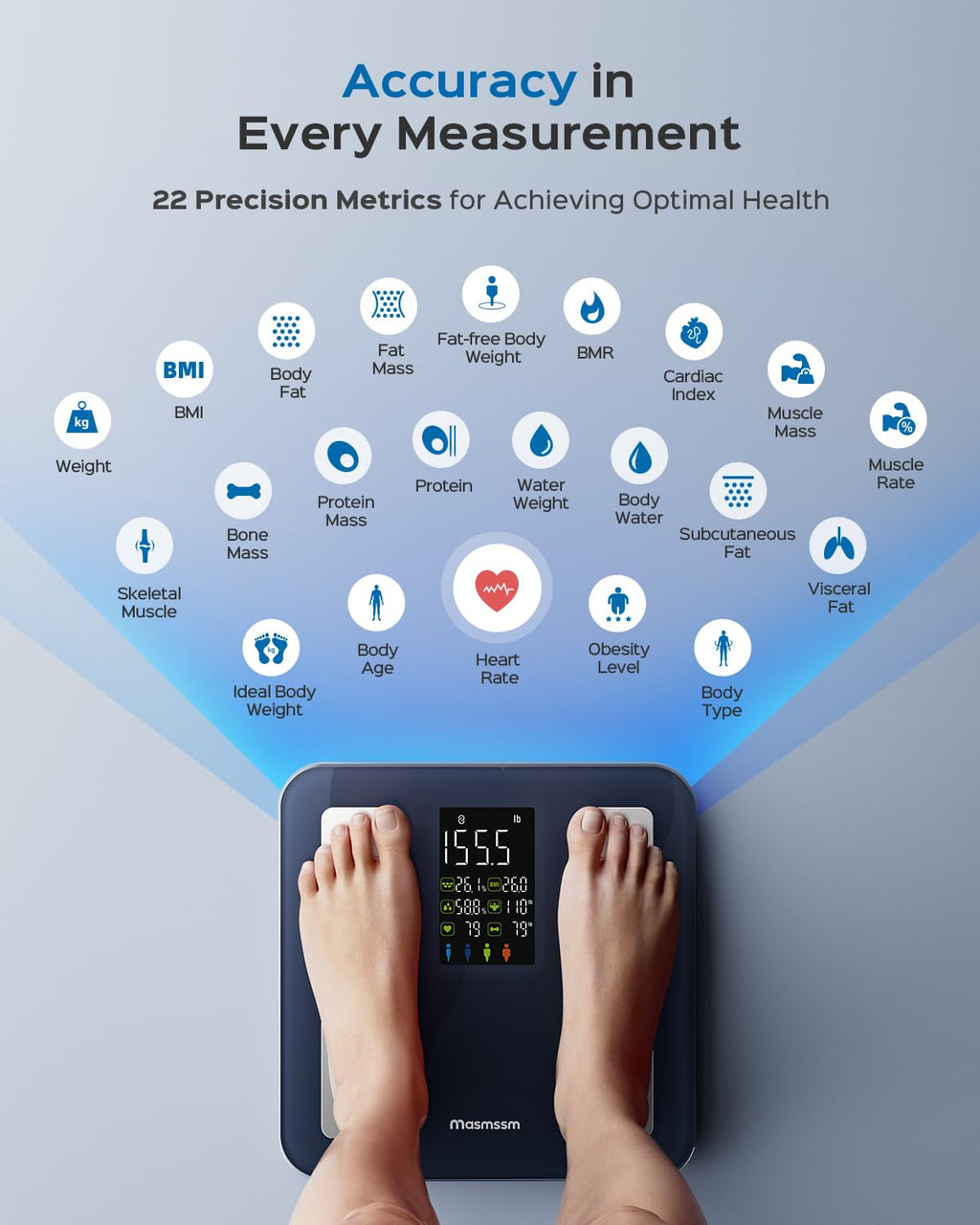 Smart Digital Bathroom Scale – 22 Metrics