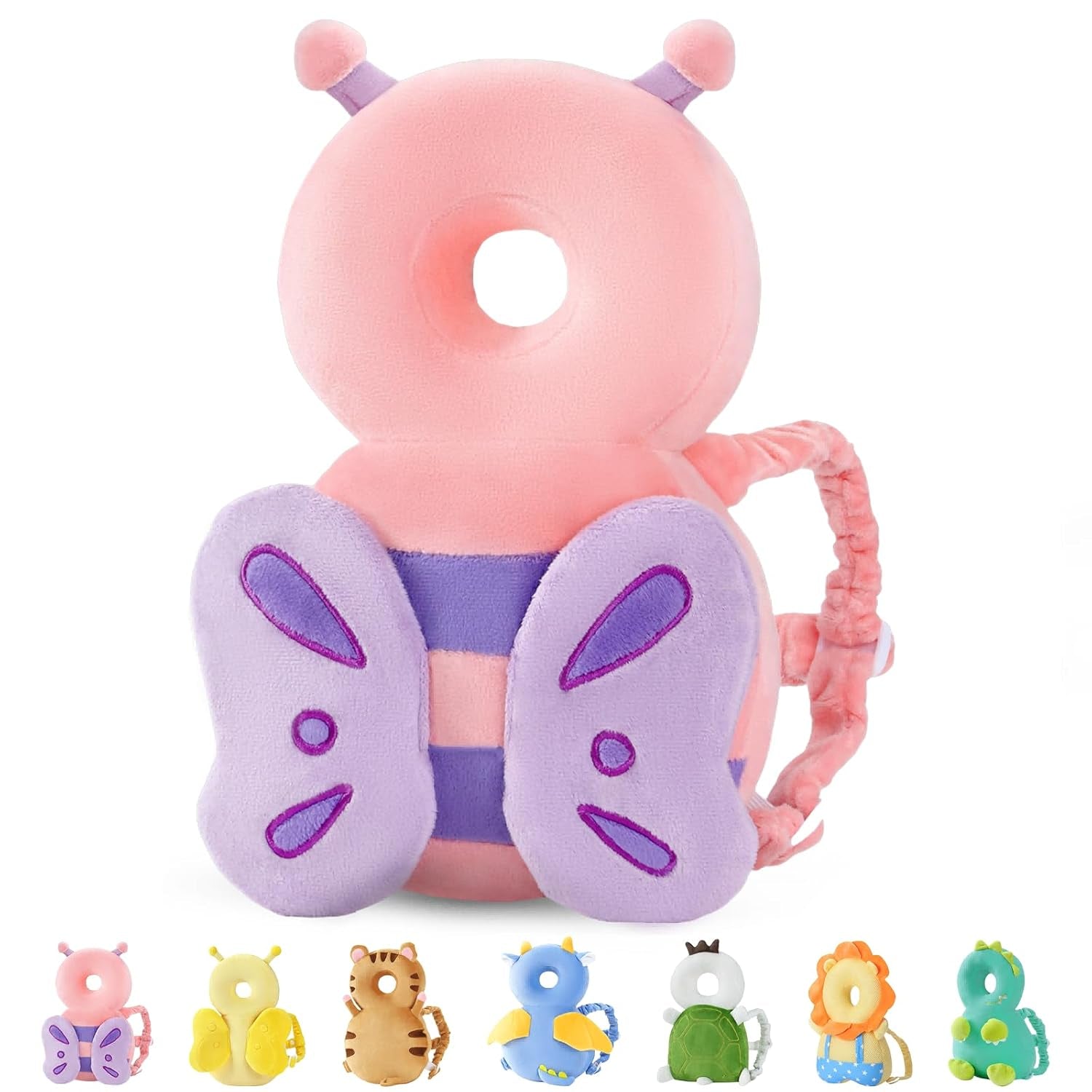 Baby Head Protector Backpack, Toddler Walking Fall Head Protection, Pink Butterfly