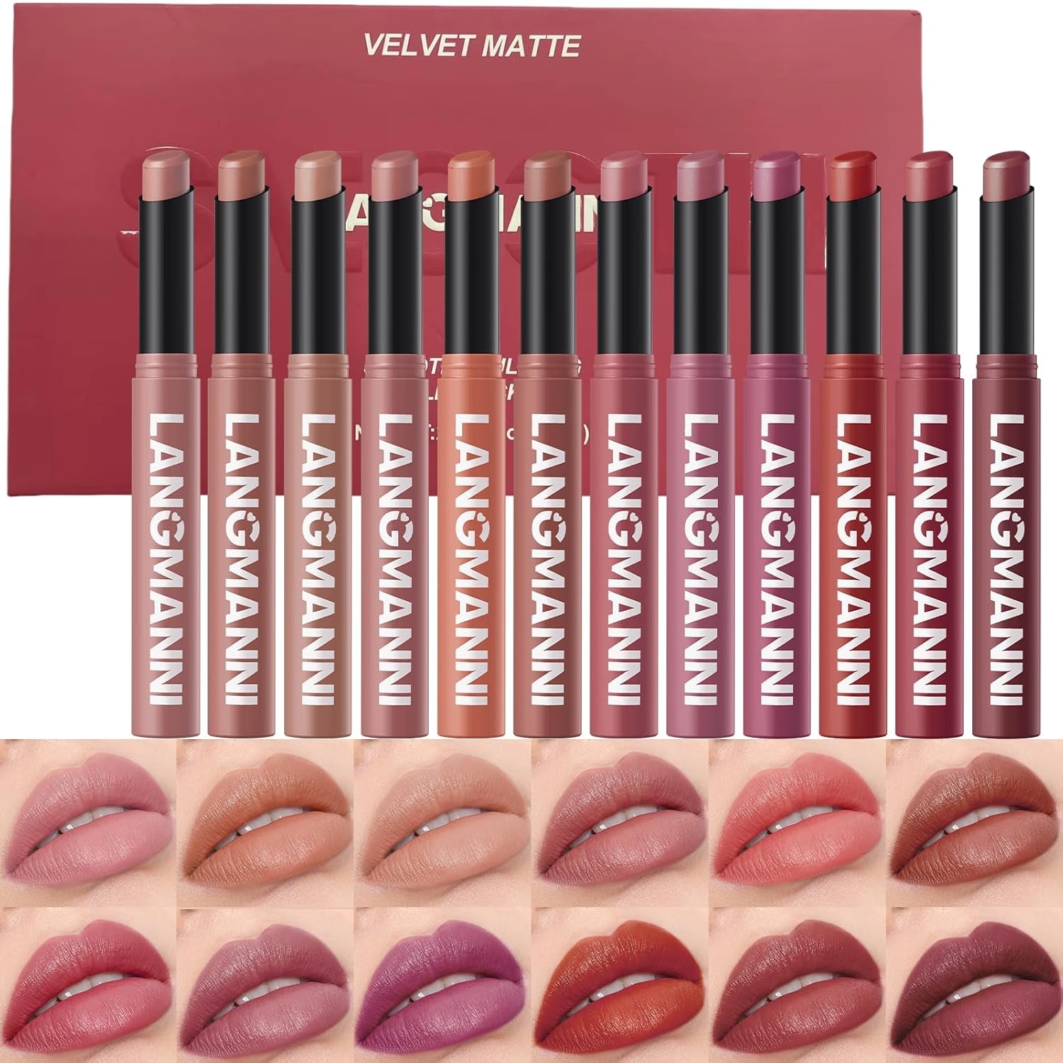 12-Pcs Velvet Matte Lipstick Set