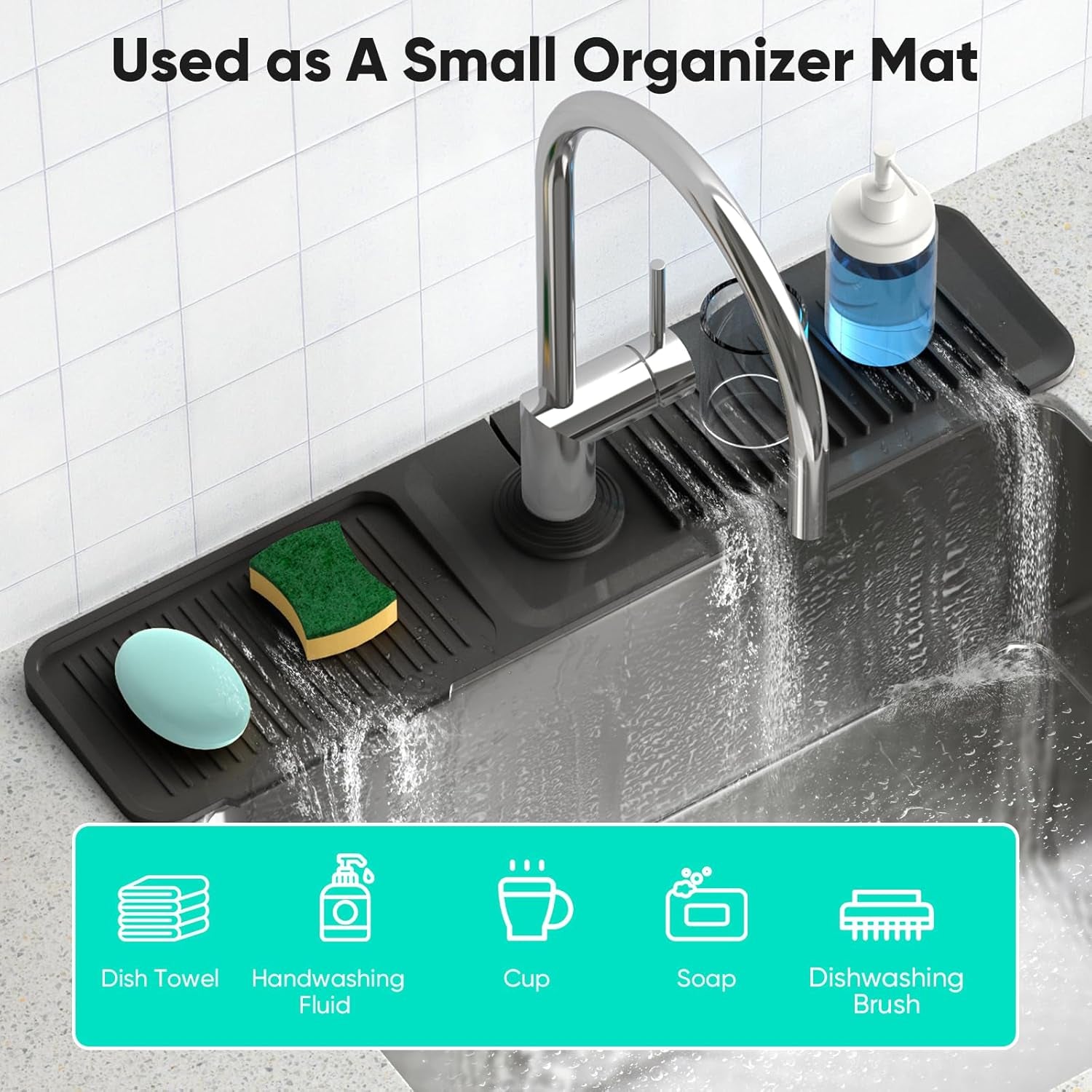 24-Inch Silicone Kitchen Faucet Mat