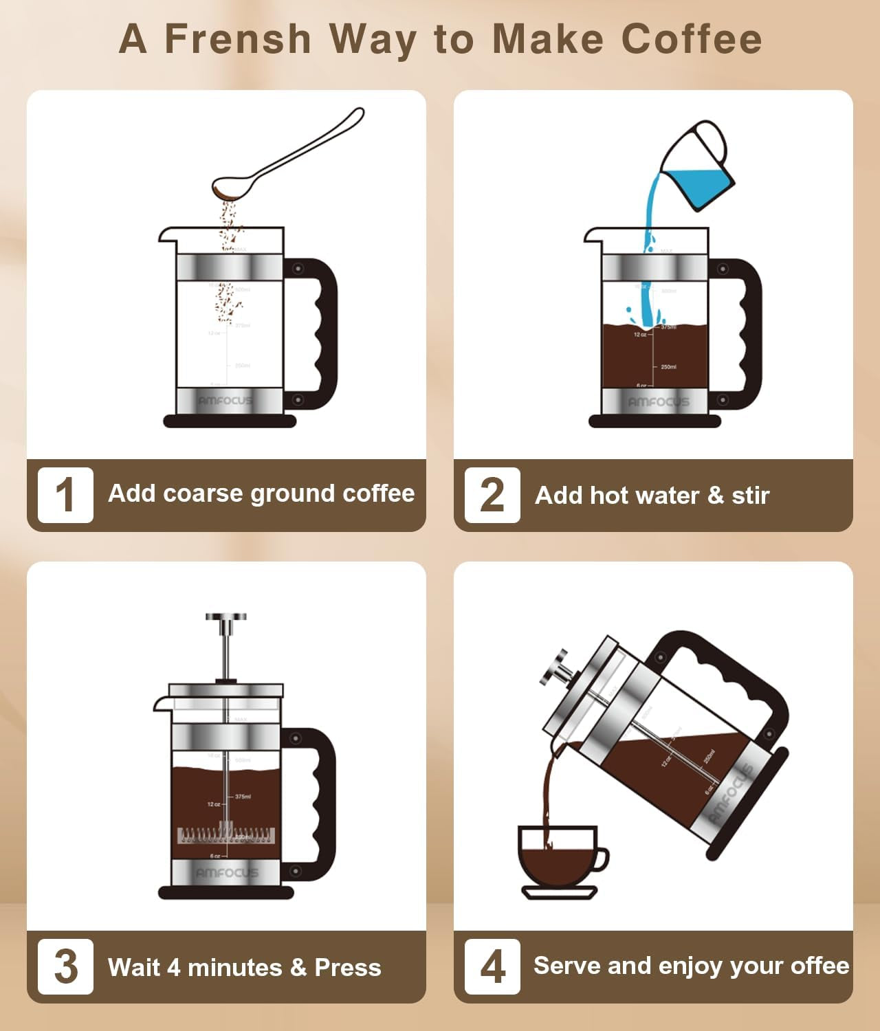 21oz Glass French Press Coffee Maker
