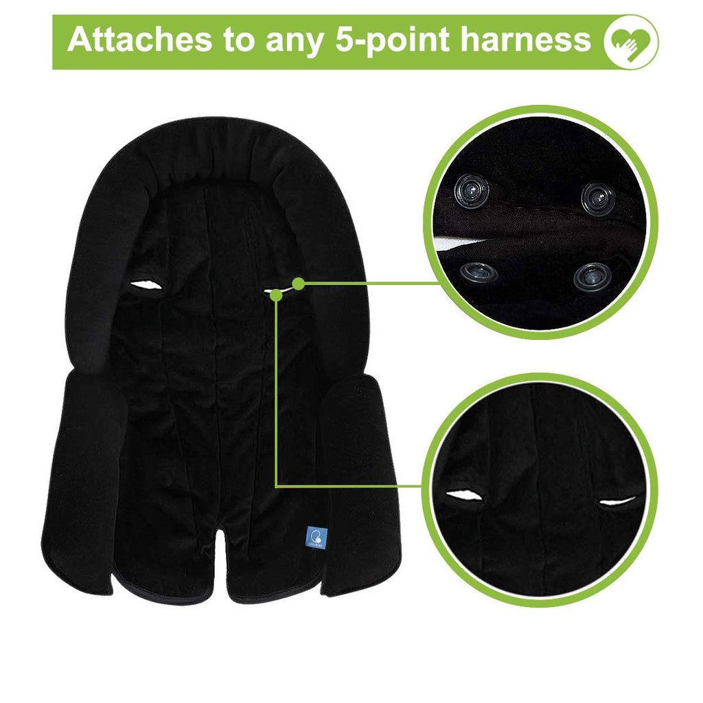 Upgraded 3-In-1 Babybody Support for Newborn Infant Toddler - Extra Soft Car Seat Insert Cushion Pad, Perfect for Carseats, Strollers, Swings, Black